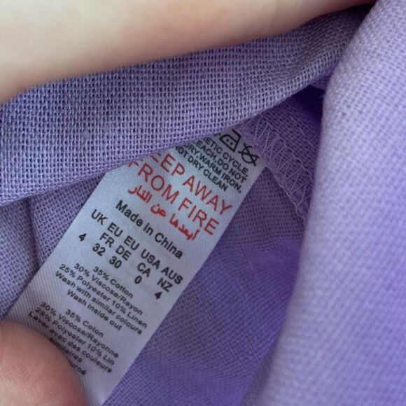 Pretty little things Lilac Woven Button Side Mini Skirt Sz 4 NWT - Picture 9 of 11